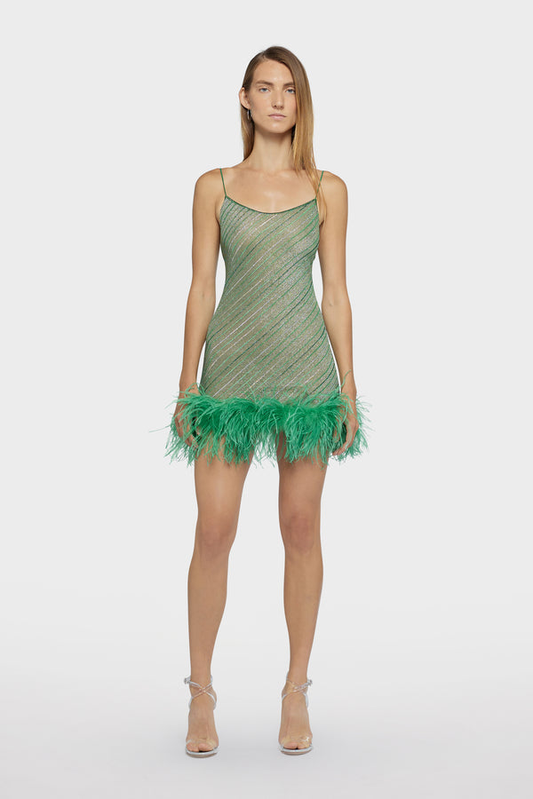 Oséree Shiny Stripes Plumage Dress