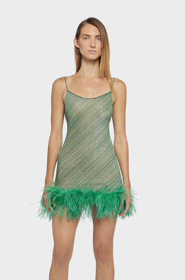 Oséree Shiny Stripes Plumage Dress