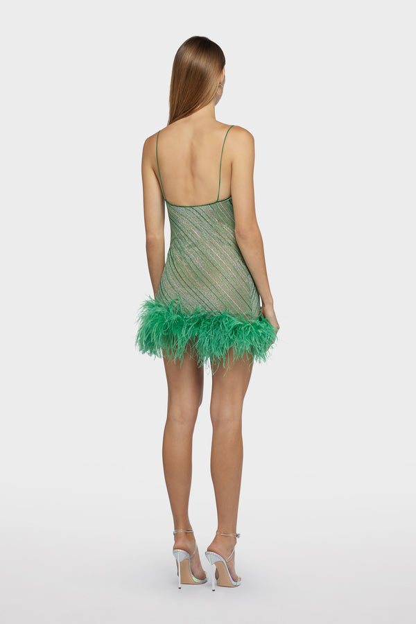 Oséree Shiny Stripes Plumage Dress