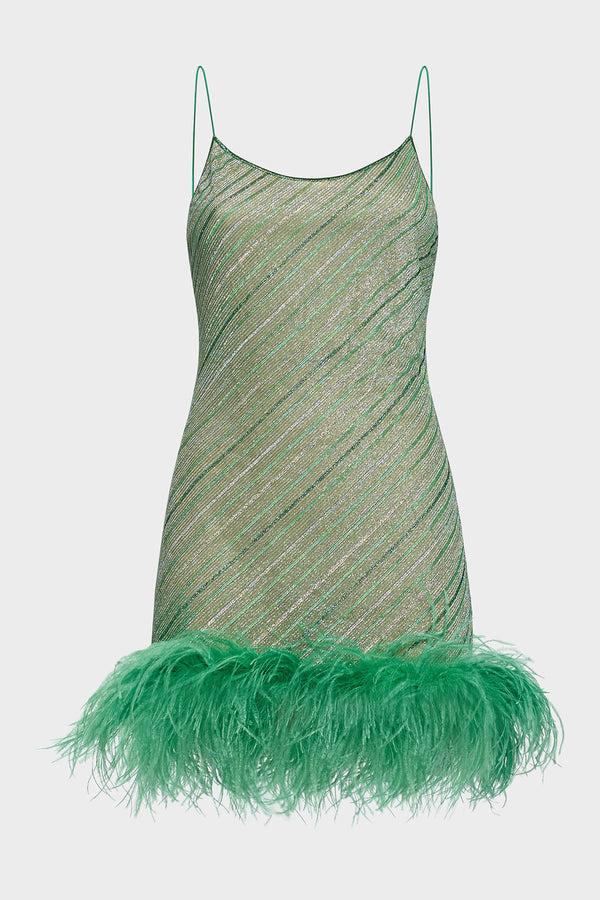 oséree Shiny Stripes Plumage Dress