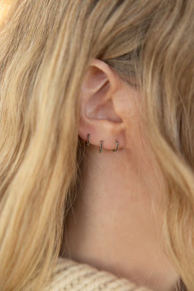 Otiumberg Black Diamond Huggie Hoops 9kt Solid Gold