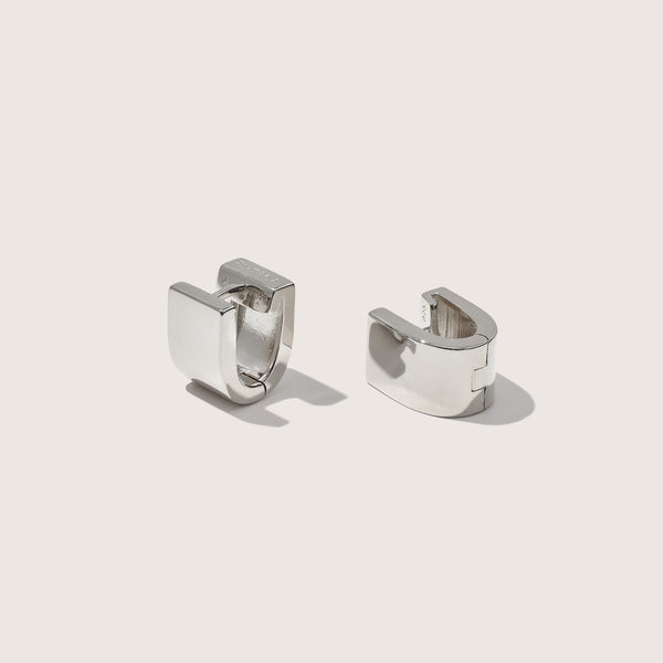 otiumberg Chunky Square Huggie Earrings Sterling Silver