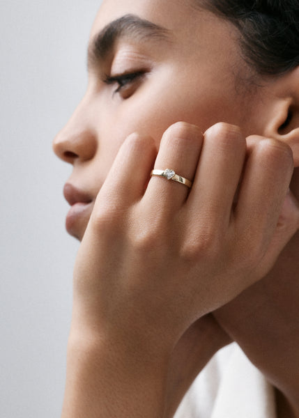 Otiumberg Diamond Heart Band Ring 14kt Solid Gold & Lab-cultivated Diamonds