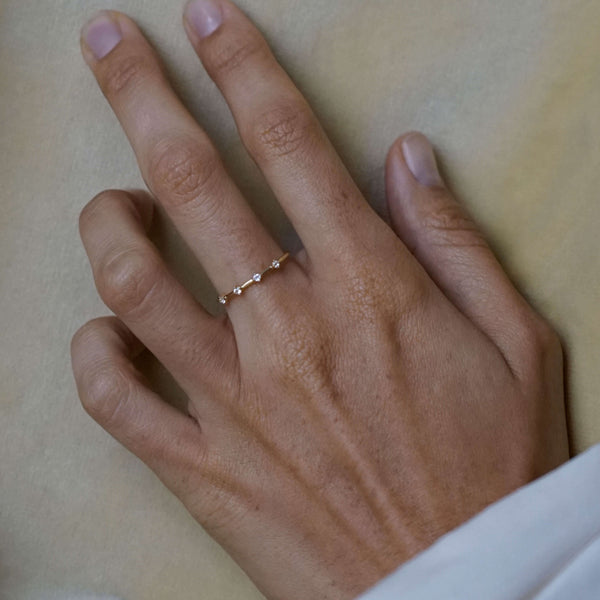 Otiumberg Four Stone Diamond Thread Ring 9kt Solid Gold