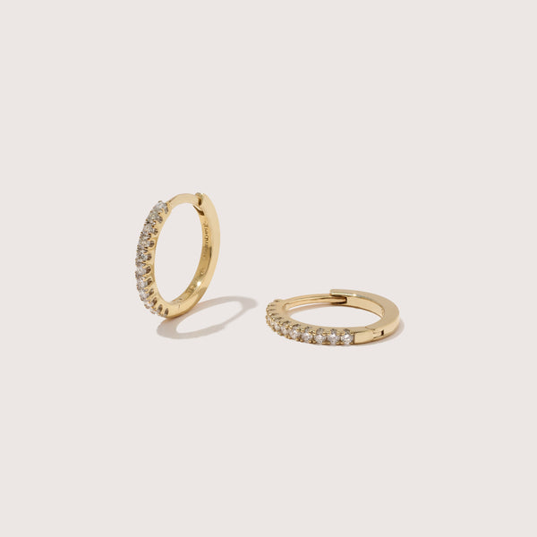 otiumberg Large Diamond Huggie Hoops 9kt Solid Gold