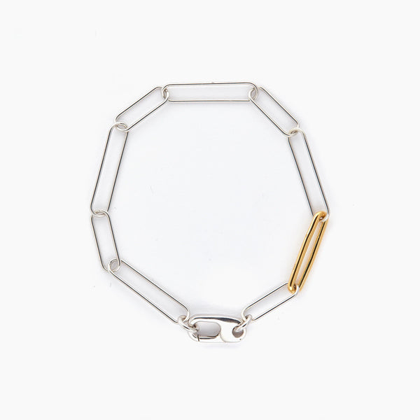 Otiumberg Mixed Metal Paperclip Necklace & Bracelet Set Sterling Silver