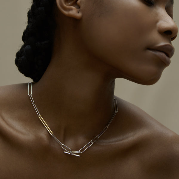 Otiumberg Mixed Metal Paperclip Necklace Mixed Metals