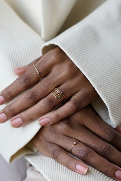 Otiumberg Diamond Bamboo Ring 9kt Solid Gold