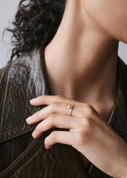 Otiumberg Diamond Heart Knocker Ring Mixed Metals