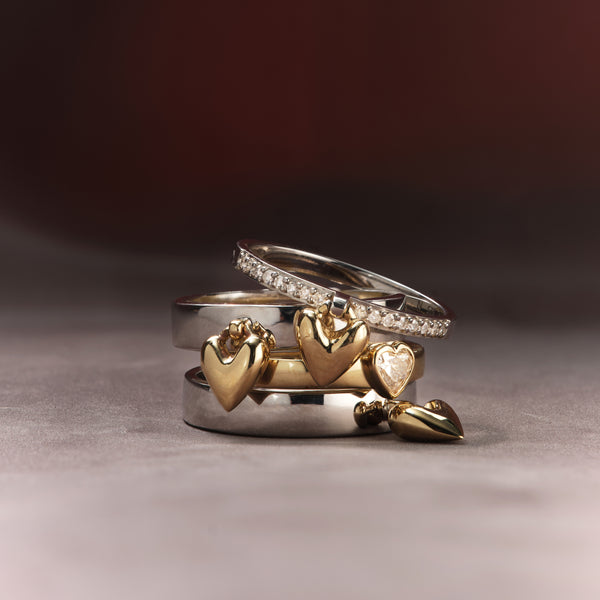 Otiumberg Diamond Heart Knocker Ring Mixed Metals