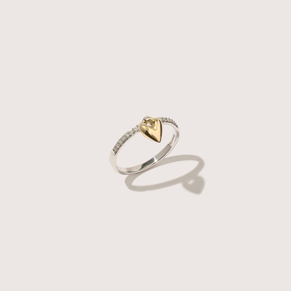 otiumberg Diamond Heart Knocker Ring Mixed Metals