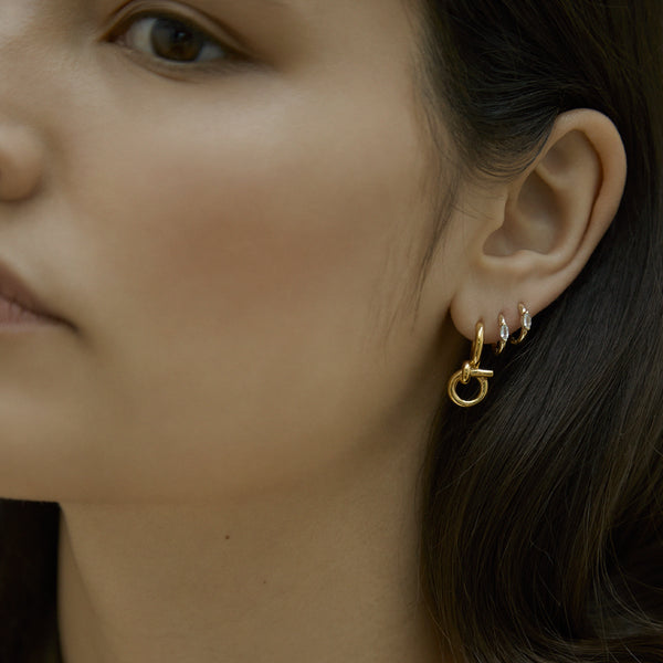 Otiumberg Diamond Marquise Huggies 9kt Solid Gold