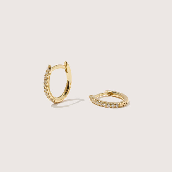 otiumberg Diamond Mini Oval Hoops 9kt Solid Gold