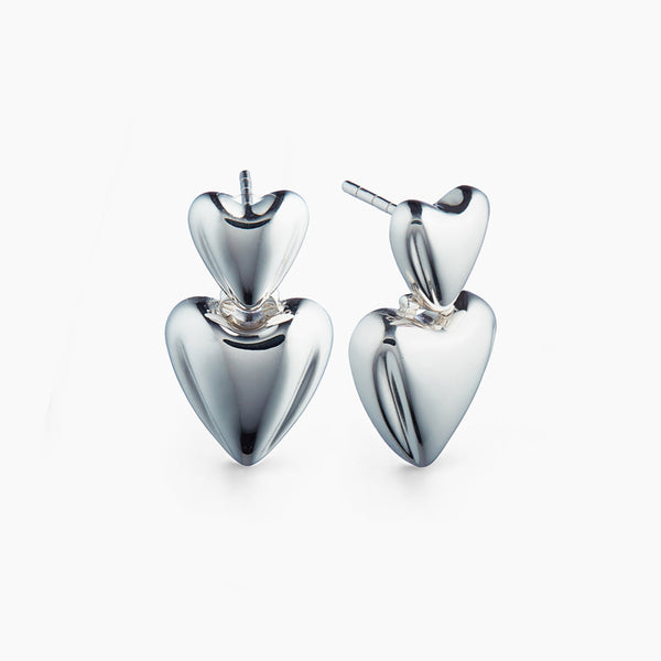 Otiumberg Heart Earrings Sterling Silver