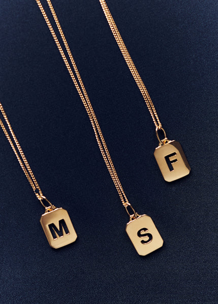 Otiumberg Initial Tag Pendant 14kt Gold Vermeil