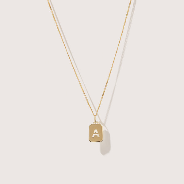 otiumberg Initial Tag Pendant 14kt Gold Vermeil