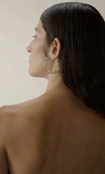 Otiumberg Large Pearl Hoops 14kt Gold Vermeil