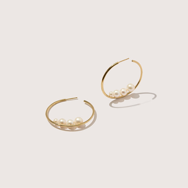 otiumberg Large Pearl Hoops 14kt Gold Vermeil