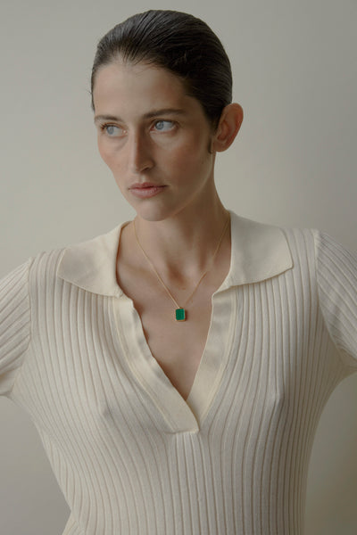 Otiumberg Malachite Tag Necklace 14kt Gold Vermeil