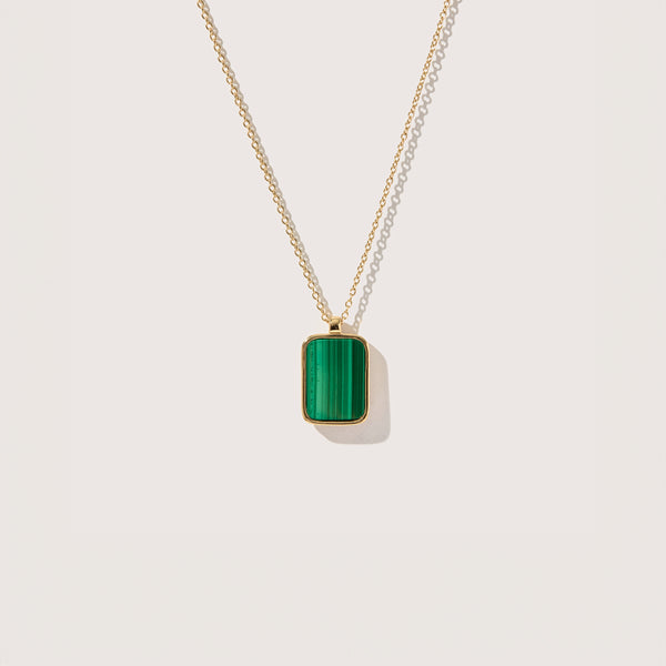 otiumberg Malachite Tag Necklace 14kt Gold Vermeil