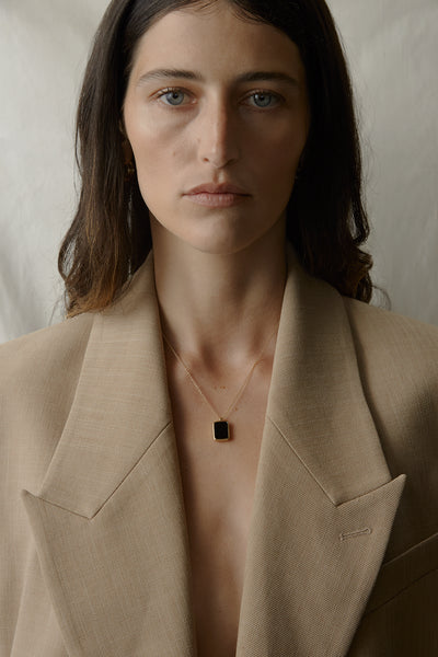 Otiumberg Onyx Tag Necklace 14kt Gold Vermeil