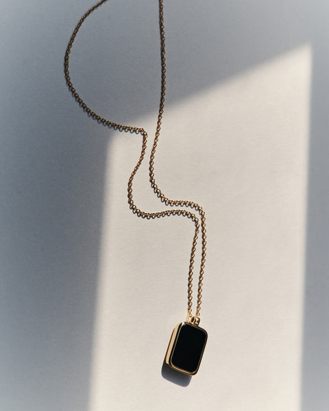 Otiumberg Onyx Tag Necklace 14kt Gold Vermeil