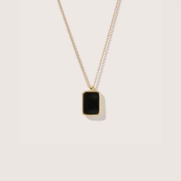otiumberg Onyx Tag Necklace 14kt Gold Vermeil