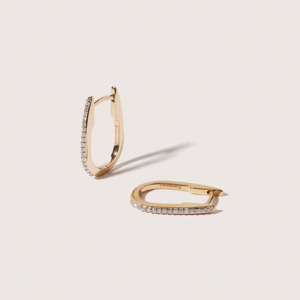 otiumberg Oval Diamond Hoops 9kt Solid Gold