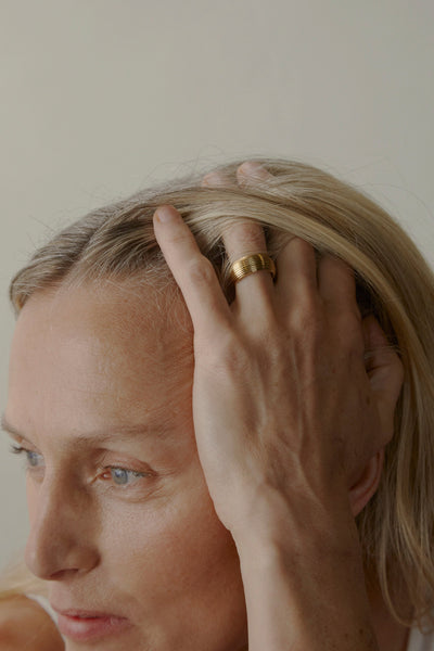 Otiumberg Ridged Cigar Band 14kt Gold Vermeil