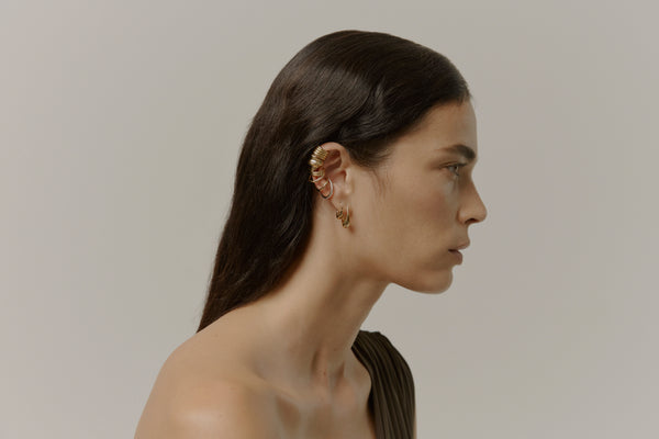 Otiumberg Roscida Drop Hoops Set 14kt Gold Vermeil