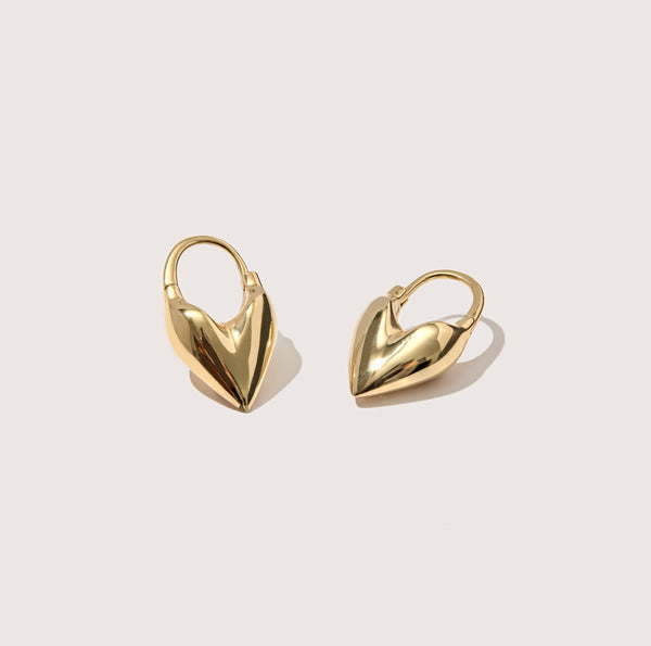 otiumberg Roscida Heart Hoops 14kt Gold Vermeil