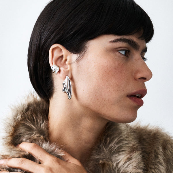 Otiumberg Statement Wave Earrings Sterling Silver