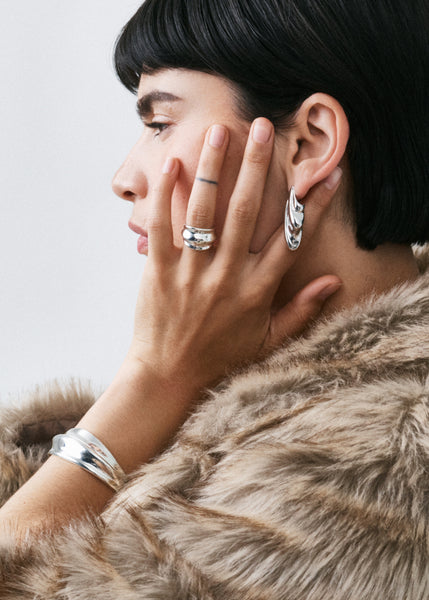 Otiumberg Statement Wave Earrings Sterling Silver