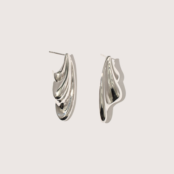otiumberg Statement Wave Earrings Sterling Silver