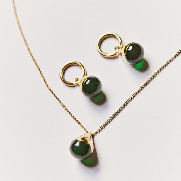 otiumberg Stilla Green Onyx Set 14kt Gold Vermeil