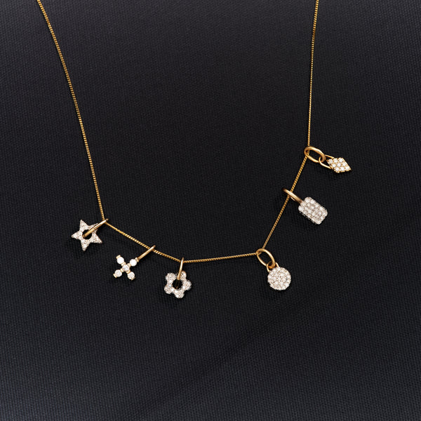 Otiumberg Tiny Diamond Tag Necklace 9kt Solid Gold