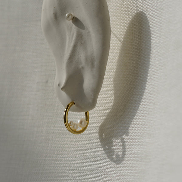 Otiumberg Trio Pearl Hoops 14kt Gold Vermeil