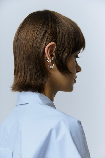 Otiumberg Trio Pearl Hoops Sterling Silver