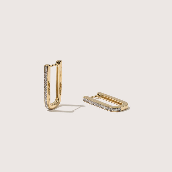 otiumberg Pavé Edged Rectangle Hoops 14kt Gold Vermeil
