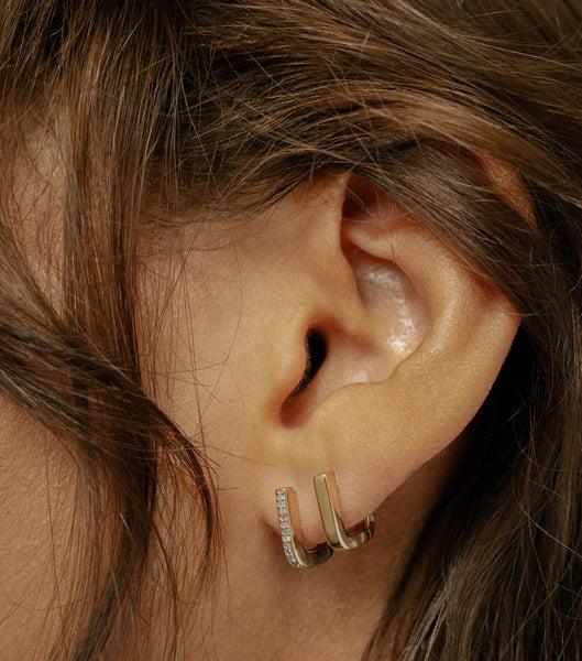 Otiumberg Pavé Edged Square Hoops 14kt Gold Vermeil