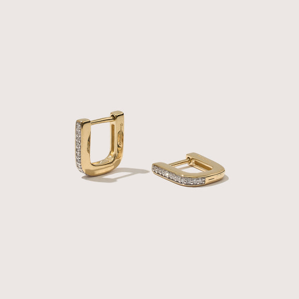 otiumberg Pavé Edged Square Hoops 14kt Gold Vermeil