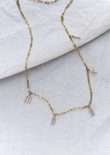 otiumberg Personalised Initial Diamond Necklace 9kt Solid Gold