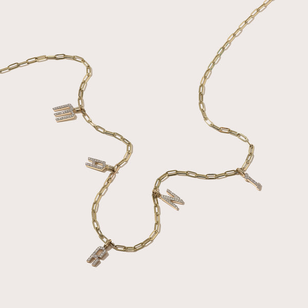 otiumberg Personalised Initial Diamond Necklace 9kt Solid Gold