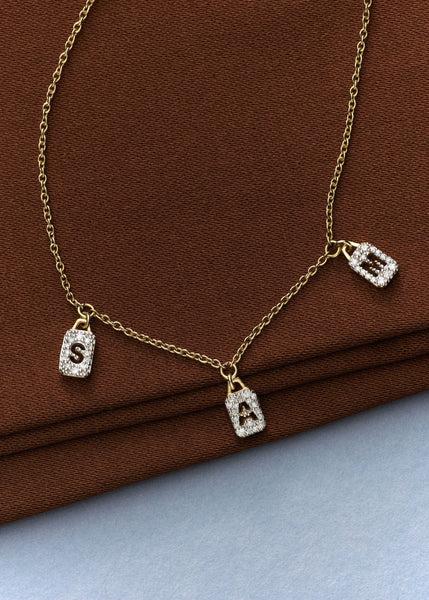 Otiumberg Personalised Tiny Diamond Tag Necklace 9kt Solid Gold