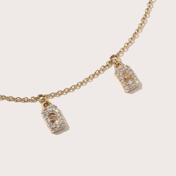 Otiumberg Personalised Tiny Diamond Tag Necklace 9kt Solid Gold