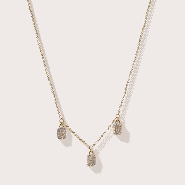 otiumberg Personalised Tiny Diamond Tag Necklace 9kt Solid Gold