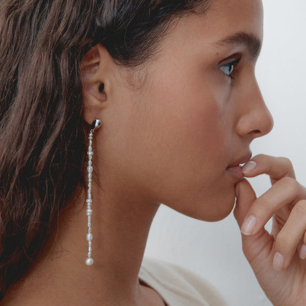 Otiumberg Reverie Pearl Drop Earrings Sterling Silver