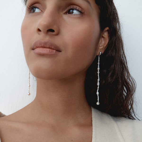 Otiumberg Reverie Pearl Drop Earrings Sterling Silver