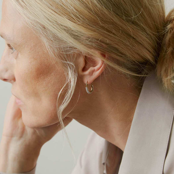 Otiumberg Roscida Pavé Oval Hoops 14kt Gold Vermeil