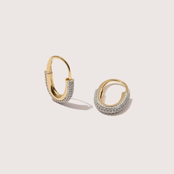 otiumberg Roscida Pavé Oval Hoops 14kt Gold Vermeil